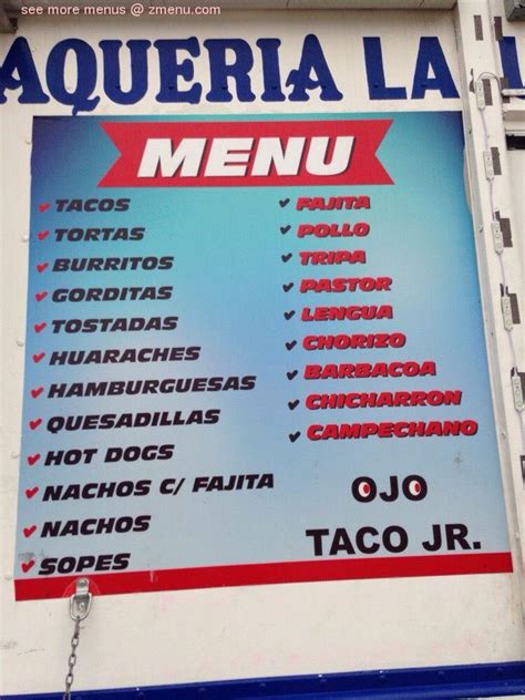 Online Menu of Taqueria La Unica Restaurant, Houston, Texas, 77072 - Zmenu