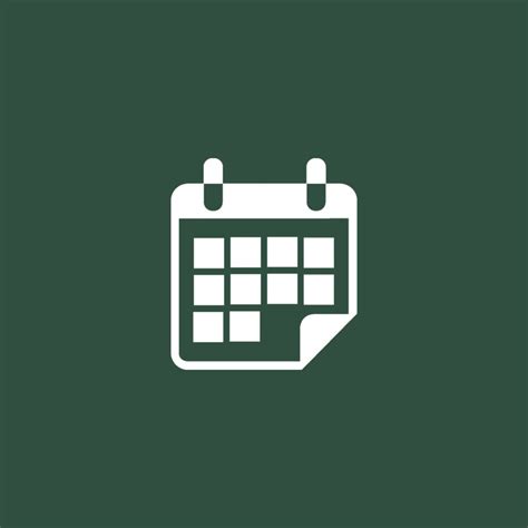 a white calendar icon on a dark green background with the date circled ...