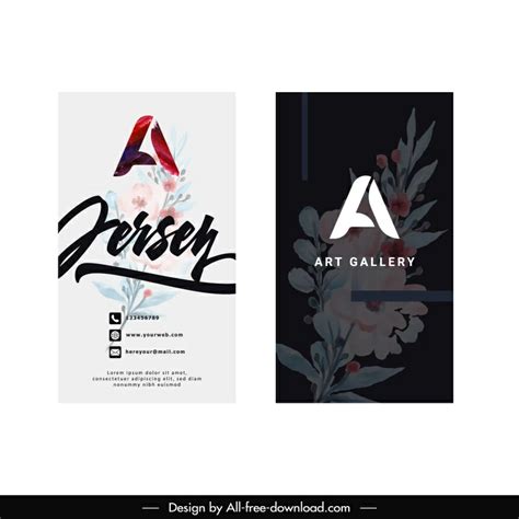 Art gallery business card templates elegant flat texts frame Vectors ...