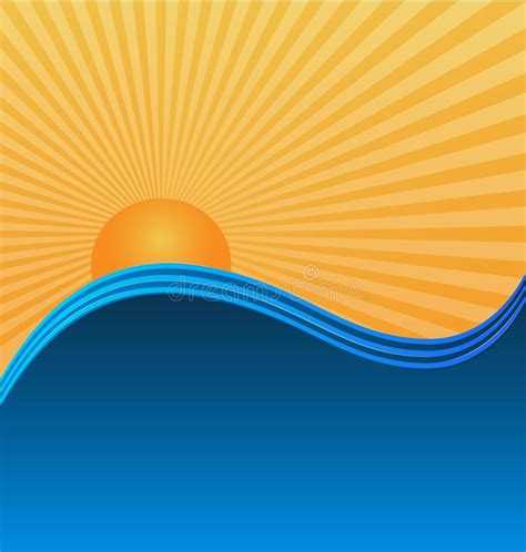 Sun and Waves Background Vector Illustration Stock Vector ...