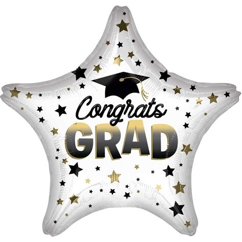 Congrats Graduate Brights & Border Foil Balloon Black - 45cm | BIG W