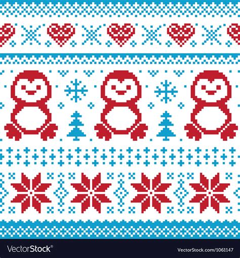 Christmas knitted pattern scandinavian sweater Vector Image