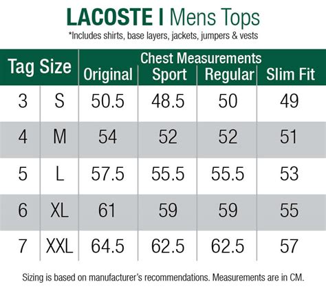 Lacoste Size Chart Canada | museosdelima.com