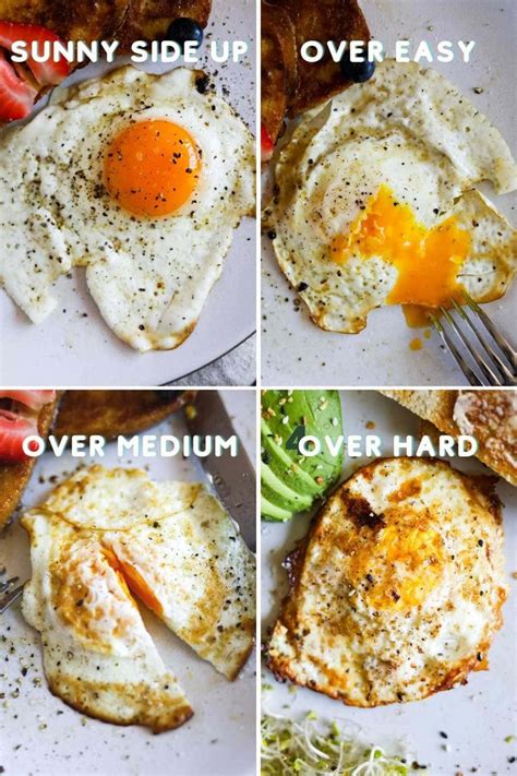 four different types of eggs on top of each other with the words sunny ...