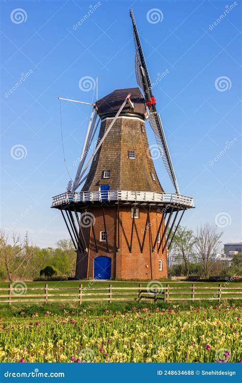 Historic Windmill at Windmill Island Gardens in Holland, Michigan Stock ...