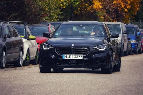 The 2023 BMW M2 (G87) in Sapphire Black spotted on the road