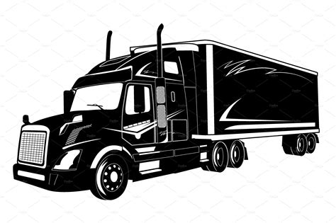 icon of truck, semi truck, vector ~ Illustrations ~ Creative Market