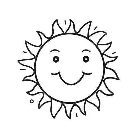 Sun Doodle Illustration On White Background Outline Sketch Drawing ...