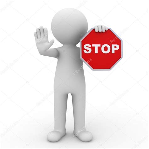 3d man showing stop sign over white background - Stock Photo , #spon, # ...