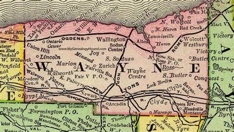 Wayne County, New York, 1897, Map, Rand McNally, Newark, Lyons, Clyde ...