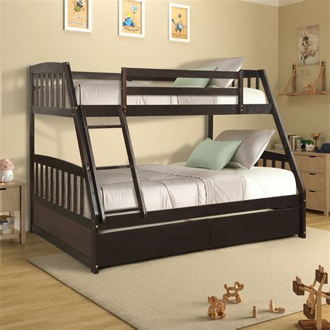 Full Bunk Bed with 2 Storage Drawers, Twin Size - Walmart.com - Walmart.com