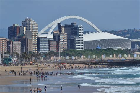 Moses Mabhida Stadium from Durban sea beach