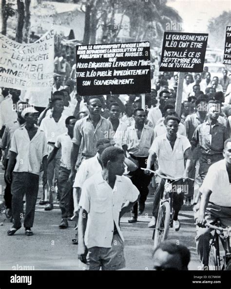 Congo; Leopoldville 1960. Congolese protesters demonstrate for ...