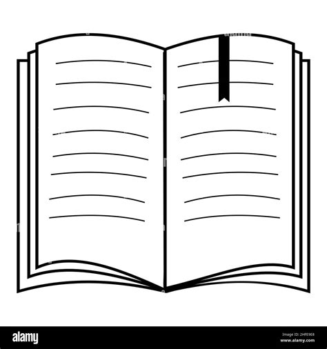 open book with bookmark black outline isolated vector in flat style ...