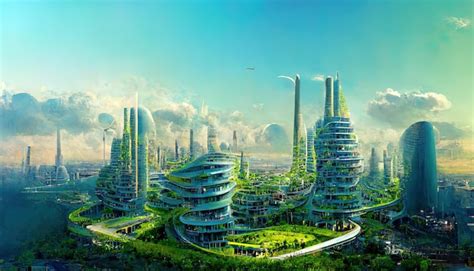 Premium Photo | Utopian civilisation utopic city future of humanity ...