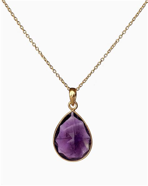 Large Amethyst Pendant Necklace - Veda Jewelry