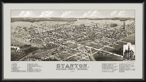 Stanton MI 1880 Restored Map | Vintage City Maps