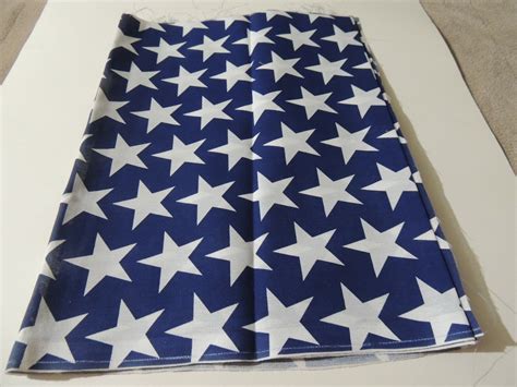 White Stars on Blue Background Fabric~16" Wide x 8' Long~Crafts~Sewing ...