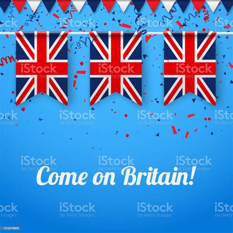 Come On Britain Background With National Flags Stock Illustration ...