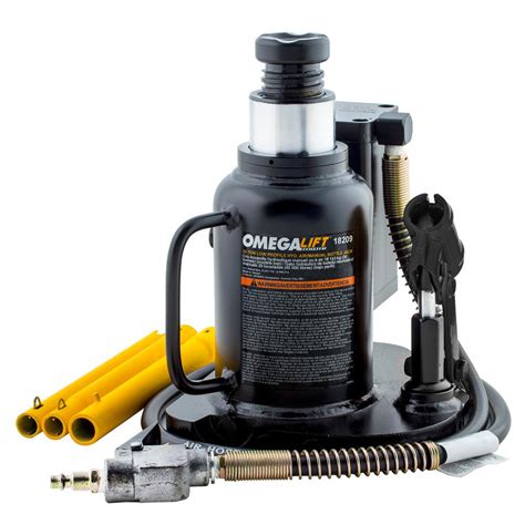 Omega Lift 20-Ton Black Low Profile Air/Hydraulic Welded Bottle Jack ...