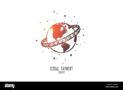 Global payment concept. Hand drawn isolated vector Stock Vector Image ...