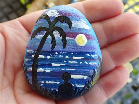 "Time by the sea" hand painted rock for #BuckleyRocksToo. #PaintedRocks ...