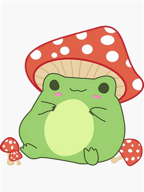 "Cottagecore Aesthetic Frog With Mushroom Hat" Sticker for Sale by ...