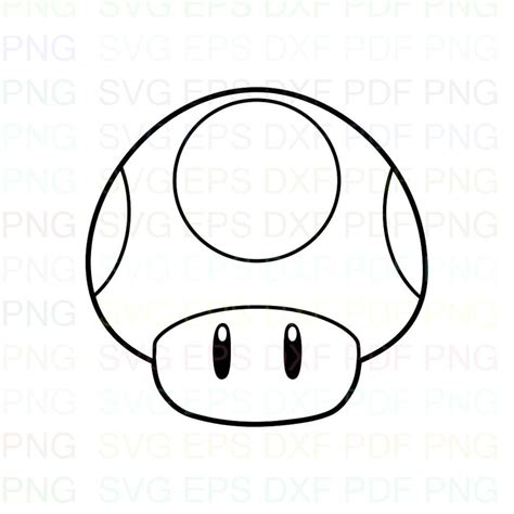 Super Mario Mushroom Outline Svg Stitch silhouette Coloring | Etsy