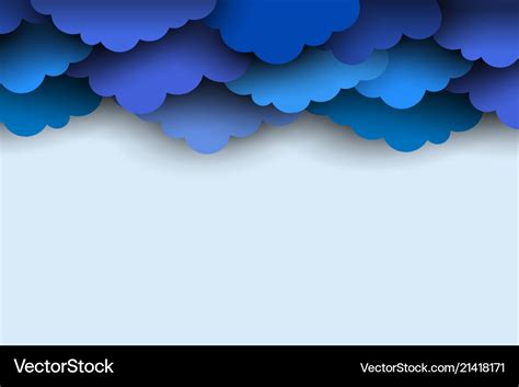 Border blue paper cut clouds for design Royalty Free Vector