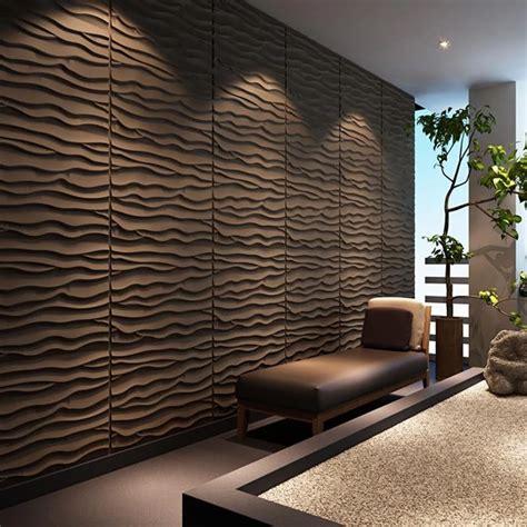 3D wall panels plant fiber wave tiles brick wallpaper for decoration b ...