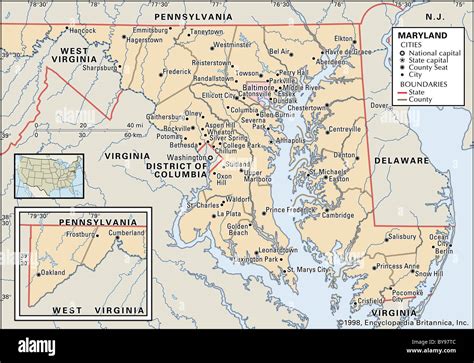 Political map of Maryland Stock Photo - Alamy