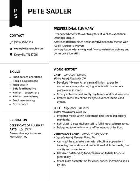 Best Chef Resume Examples To Use in 2024