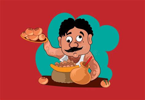 Man Selling Pani Puri Golgappa Vector Stock Vector - Illustration of ...