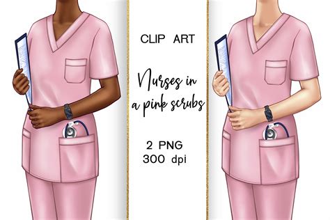 Clip ART Nurses in Pink Scrubs. PNG Graphic by Sun Shine · Creative Fabrica