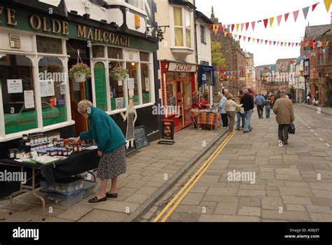 People and Shops Conwy Food Festival Conwy North West Wales Stock Photo ...