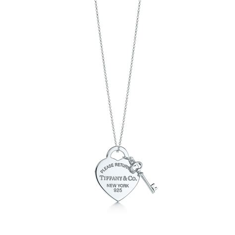 Return to Tiffany™ medium heart tag with key pendant in sterling silver ...