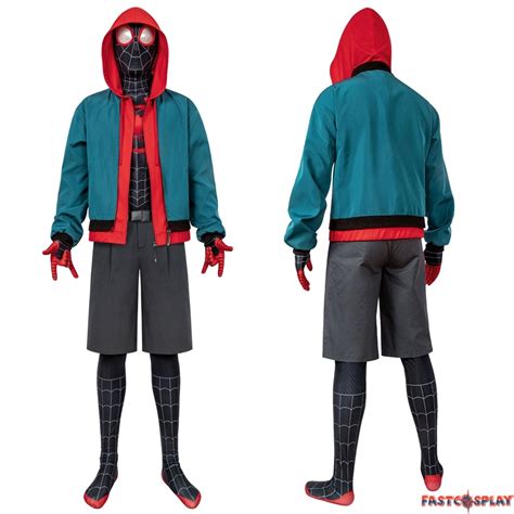 Spider Man Into The Spider Verse Cosplay Costumes Miles Morales Suit ...