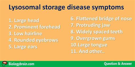 Lysosomal storage disease symptoms - Biology Brain