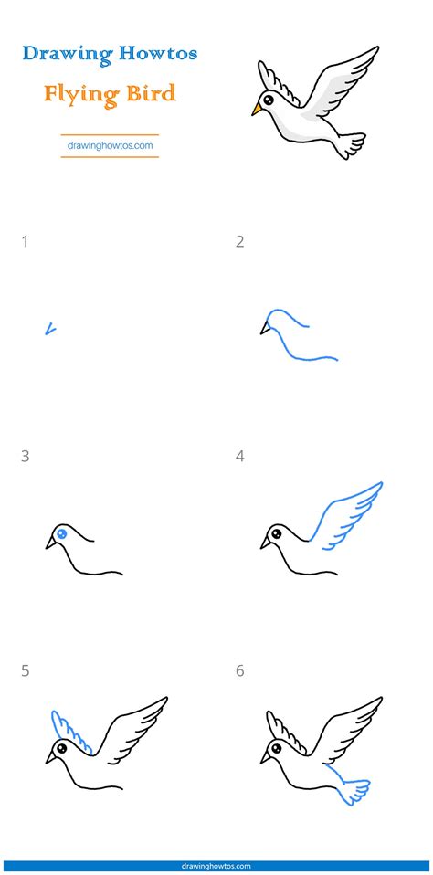 How to Draw a Flying Bird - Step by Step Easy Drawing Guides - Drawing ...