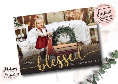 Blessed Christmas Photo Card Photo Christmas Card Text - Etsy