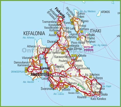 Kefalonia road map - Ontheworldmap.com