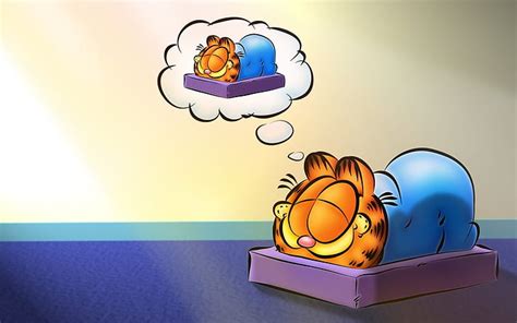 HD wallpaper: Cartoon star Garfield, garfield sleeping while dreaming ...