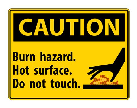 Caution Burn hazard,Hot surface,Do not touch Symbol Sign Isolate on ...