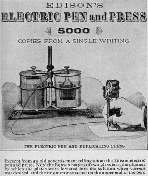 Edison's electric pen morph's into the mimeograph machine; and later by ...