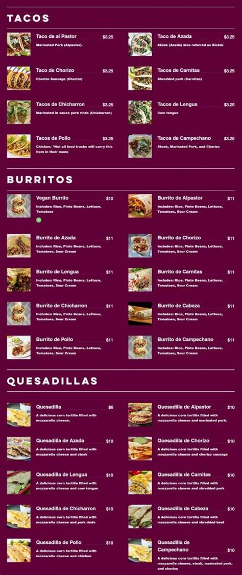 Tacos El Primo Food Truck menu in Minneapolis, Minnesota, USA