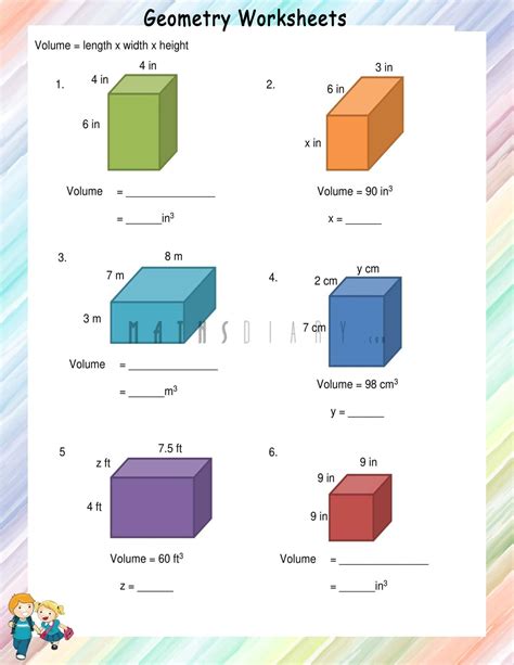 Volume of rectangular prisms and cubes - Math Worksheets - MathsDiary.com