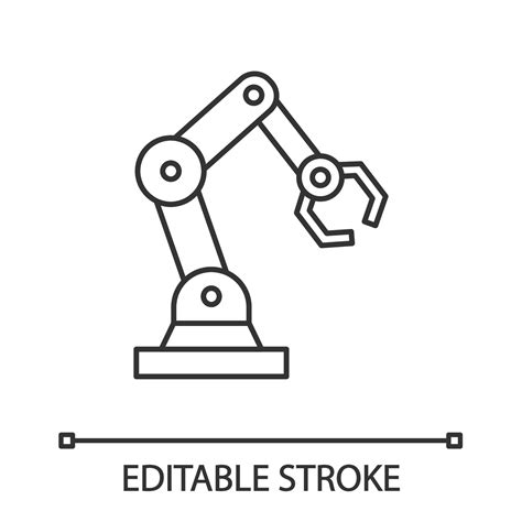 Industrial robotic arm linear icon. Thin line illustration. Robot hand ...