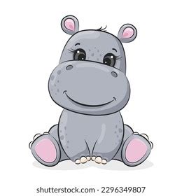 Cute Cartoon Baby Hippo Cartoon Vector Stock Vector (Royalty Free ...