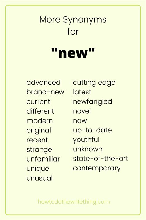 More Synonyms for "new" | Writing Tips | Writing words, Book writing ...