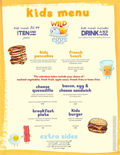 Wild Eggs Kids Menu | Breakfast, Brunch, Lunch